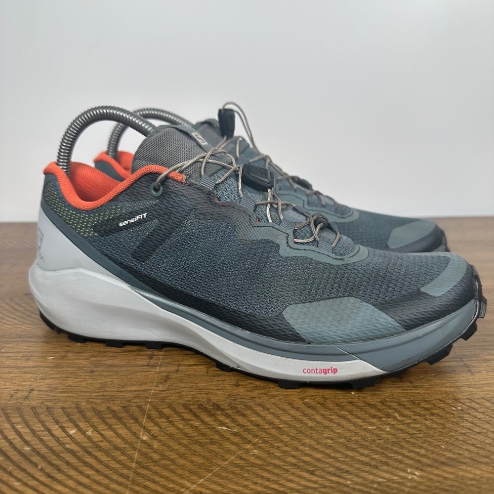Salomon Shoes Mens 8 Grey Sense Ride 3 Trail Running Hiking Sneakers Contagrip